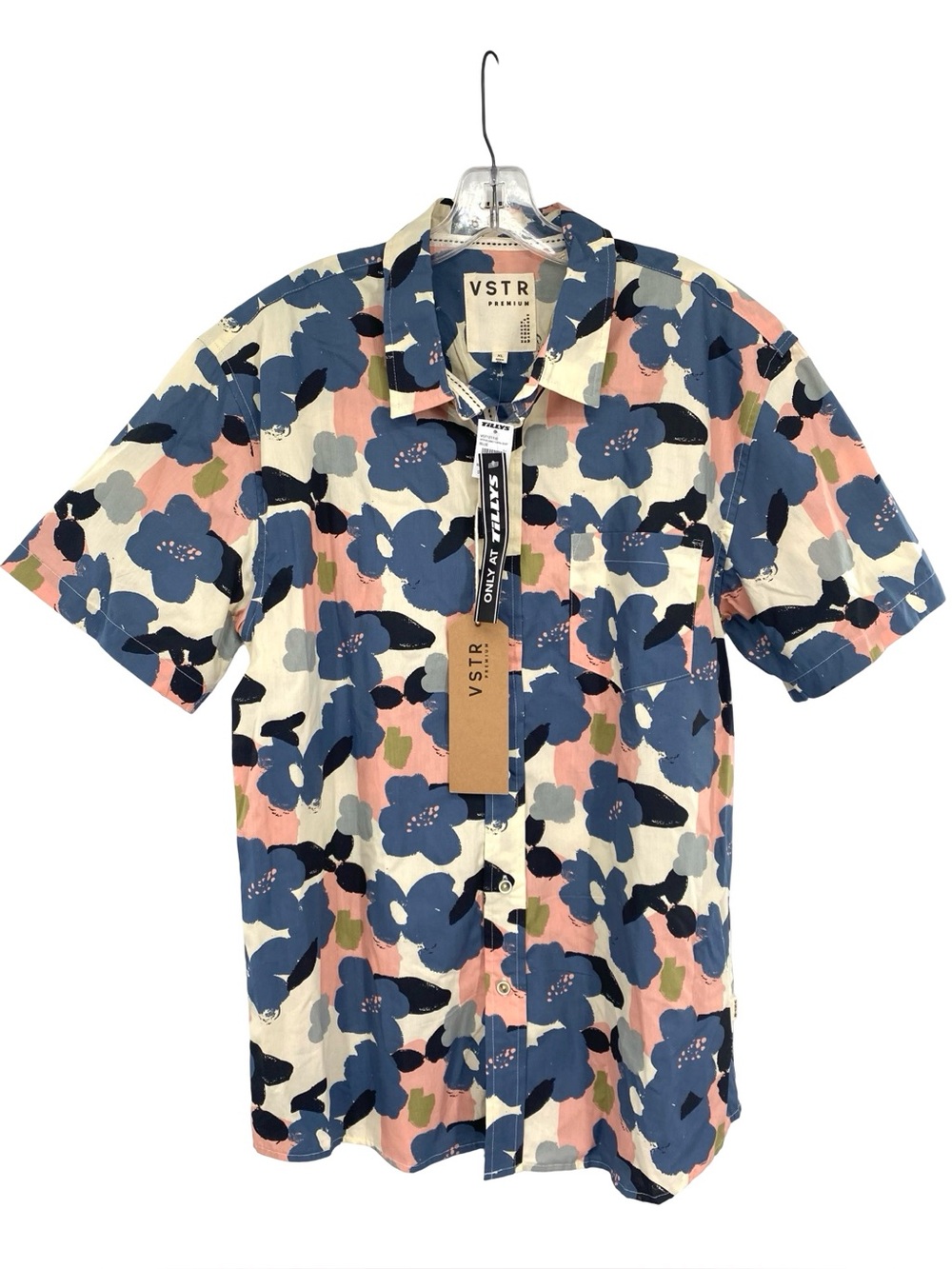 VSTR Men's Cotton Casual Floral Tropical Short Sleeve Button Down Shirt XL New